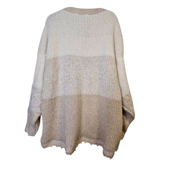 Hand knit cream/tan heavy button up cardigan.  Size 3X. - Picture 3 of 3